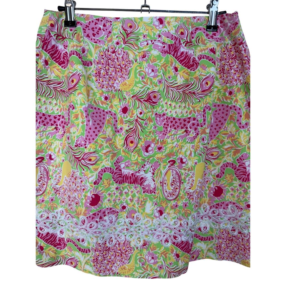 Key West Women's Skirt Sz 8 Pink Floral Embroidered Tropical Resort Cruise